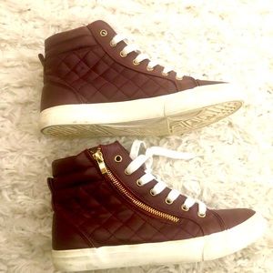 Just Fab Maroon Wedge Sneakers